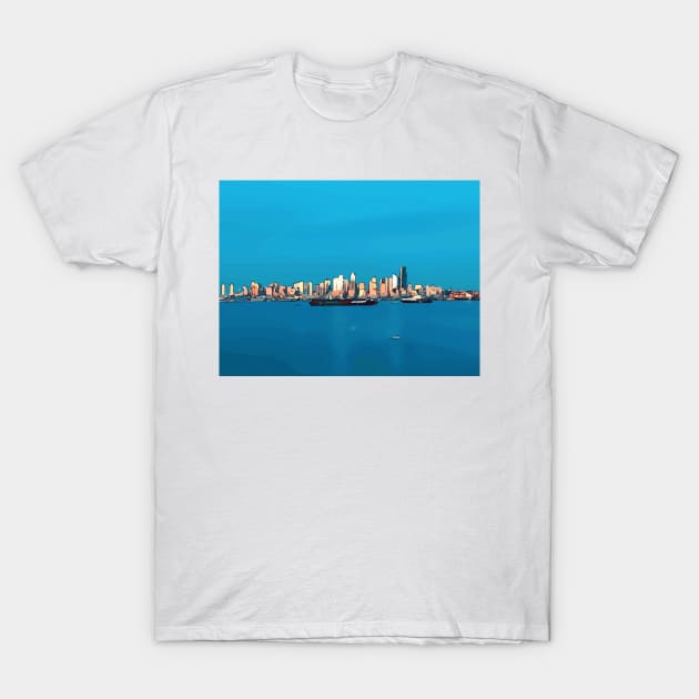 Seattle skyline T-Shirt by WelshDesigns